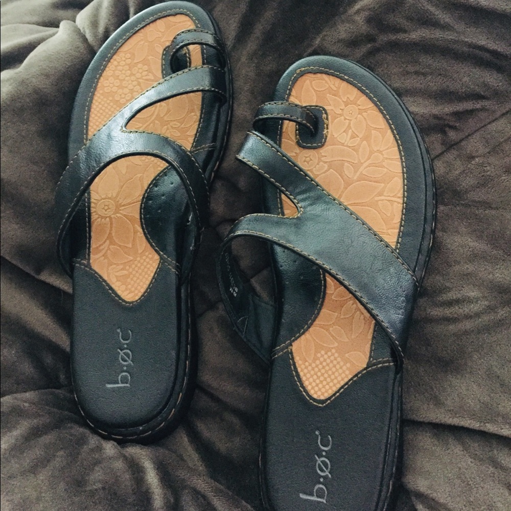 Sandals- b.o.c. NEVER worn brand new black leather